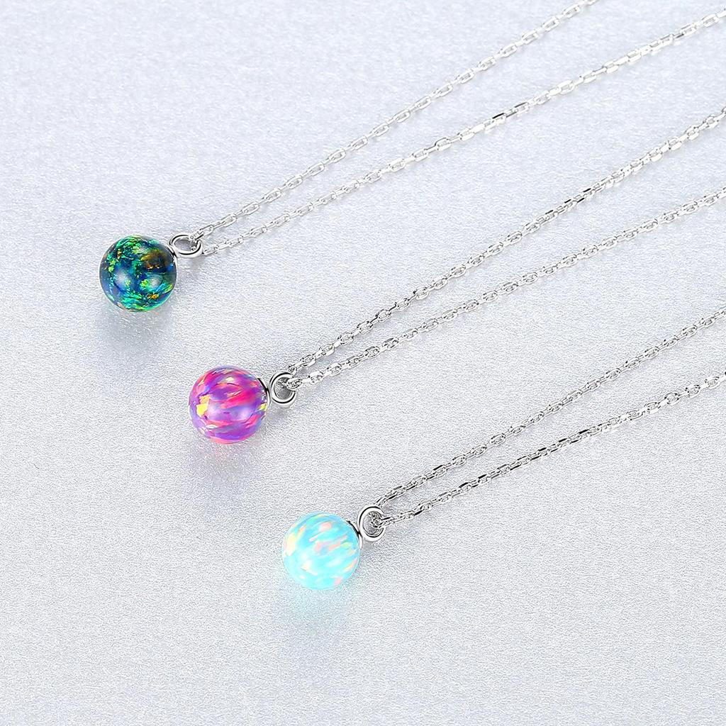 S925 Sterling Silver Korean Style Opal Pendant Necklace for Women