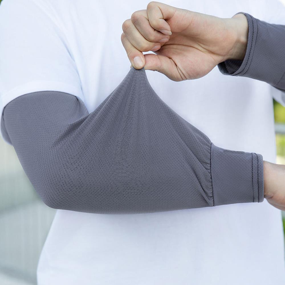 1Pair Ice Silk Sleeve Sun Protect Anti-Slip Sunscreen Cuffs Large Size Driving Sun Protection Arm Sleeves Breathable Arm Warmer