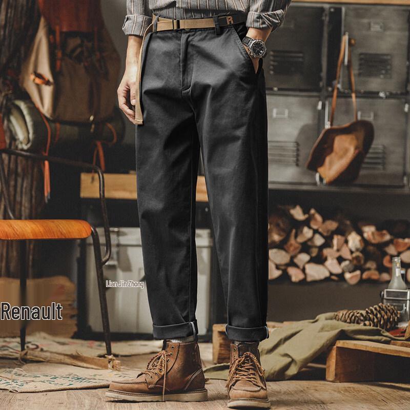 Jie Leinuo Men's American Retro Straight Fit Casual Workwear Pants