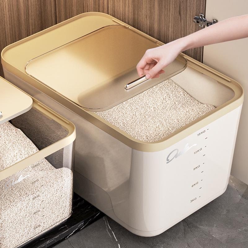Recipiente Hermético à Prova de Insetos para Armazenamento de Arroz e Farinha: Pote de Alta Qualidade, à Prova de Umidade, Grau Alimentício para Uso Doméstico