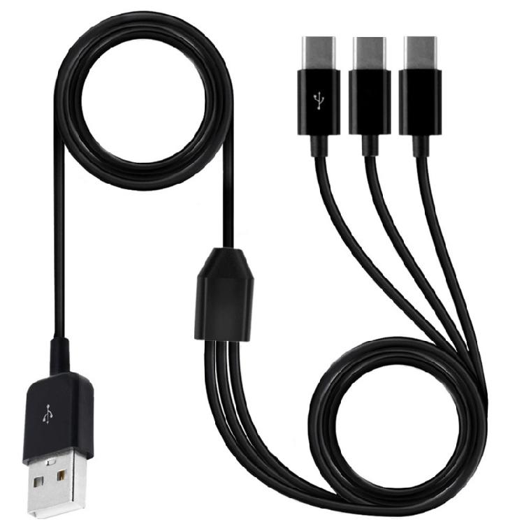 Multi USB C Sync Cable, 3 in 1 Charging Cord with 3 Type-C Male Plug for Mobile
