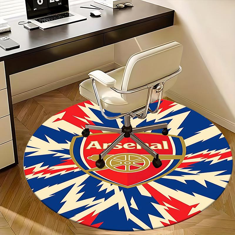 Arsenal Football Club Crest,Soccer Badge Chair Mat Round Rug-Office Carpet, Machine Washable, Non-slip, Suitable for Living Rooms, Bedrooms,