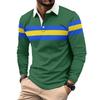Autumn Long Sleeved Color Blocked Lapel Men's Casual Polo Shirt