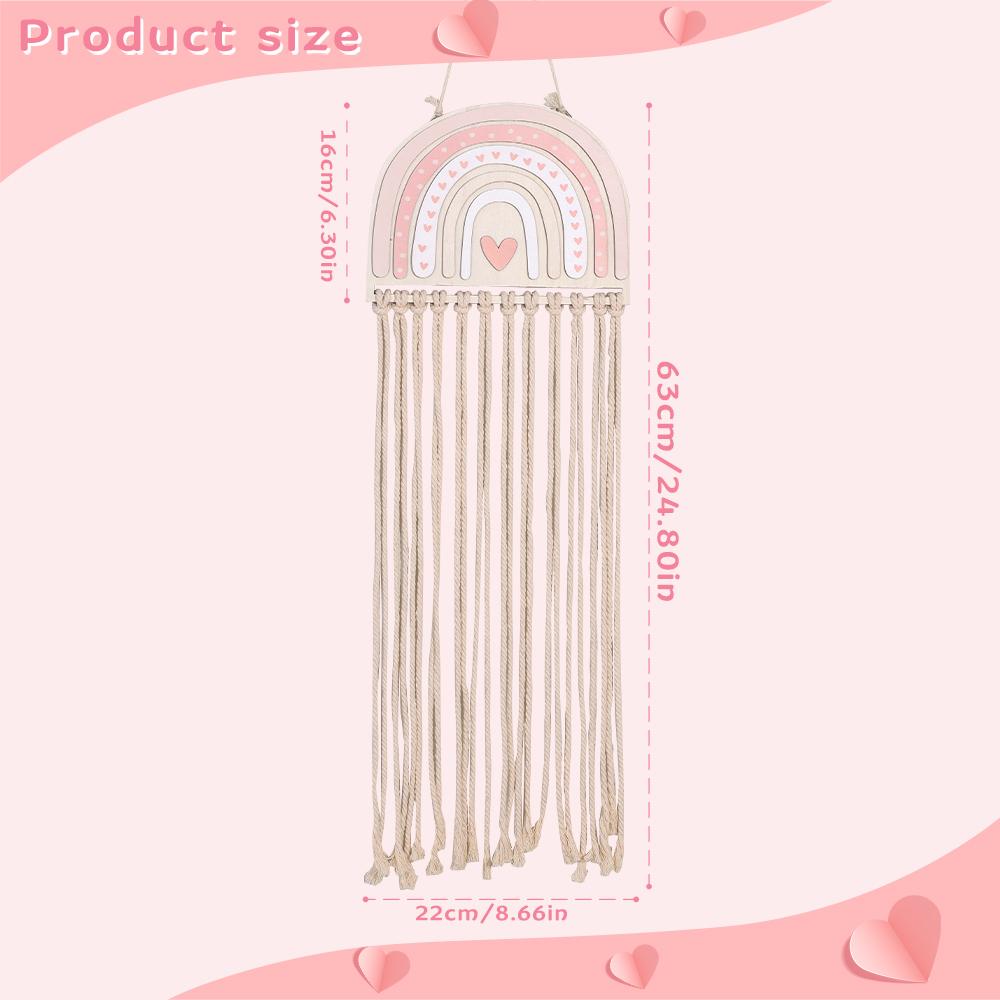 Rainbow Braided Rope Wall Hanging Organizer Hair Clips Storage Holder For Girl Bedroom Bathroom Decor Wall Ornaments Accessories