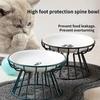 Ceramic Raised Pet Bowl with Iron Rack Food Water Treats for Cats Dogs Feeders Supplies Drinking Accessories Puppy Kitten Bowl