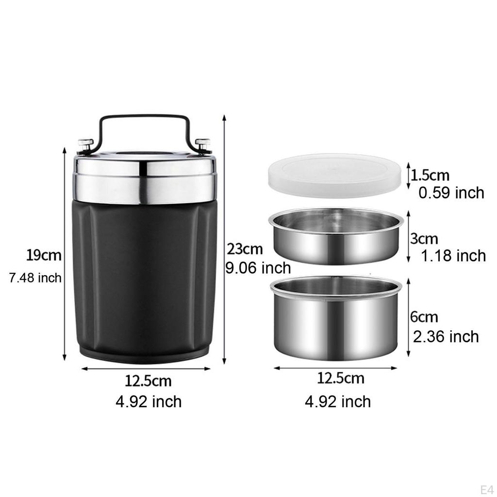 Lunchlåda i rostfritt stål Vuxna 1,9L Stor kapacitet Isolerad väska Behållare