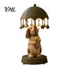 Cute Animal Sculpture Lamp Rotating Umbrella Lamp, Resin Holding Vintage Sculpture, Shape Bedside Light Tabletop Cat Dog Goose Figurine for
