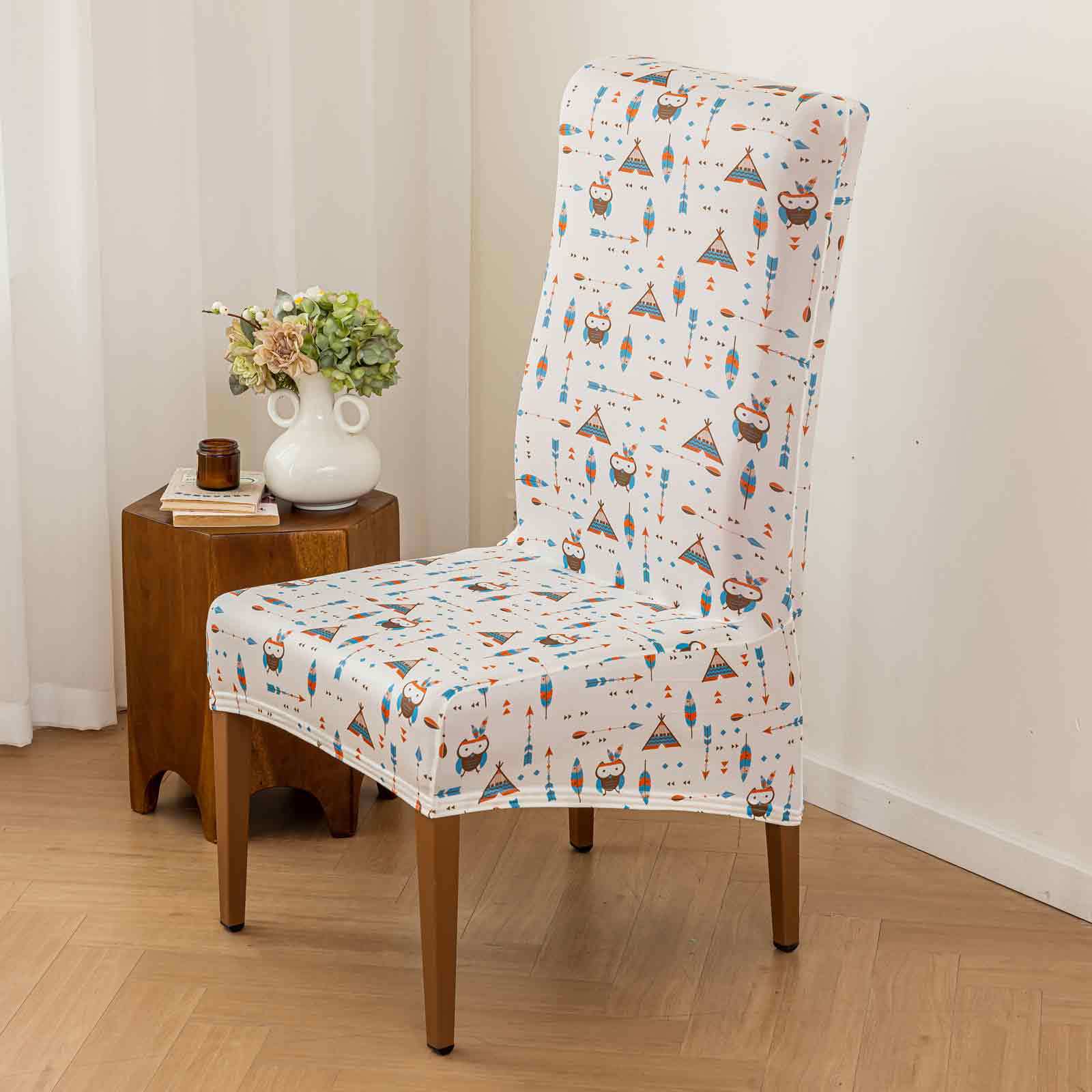 

Milk Silk Chair Cover Printed Slant Hem Elastic Dustproof Decorative Seat Cover Machine Washable Fade Resistant Seat Cove 1 pc