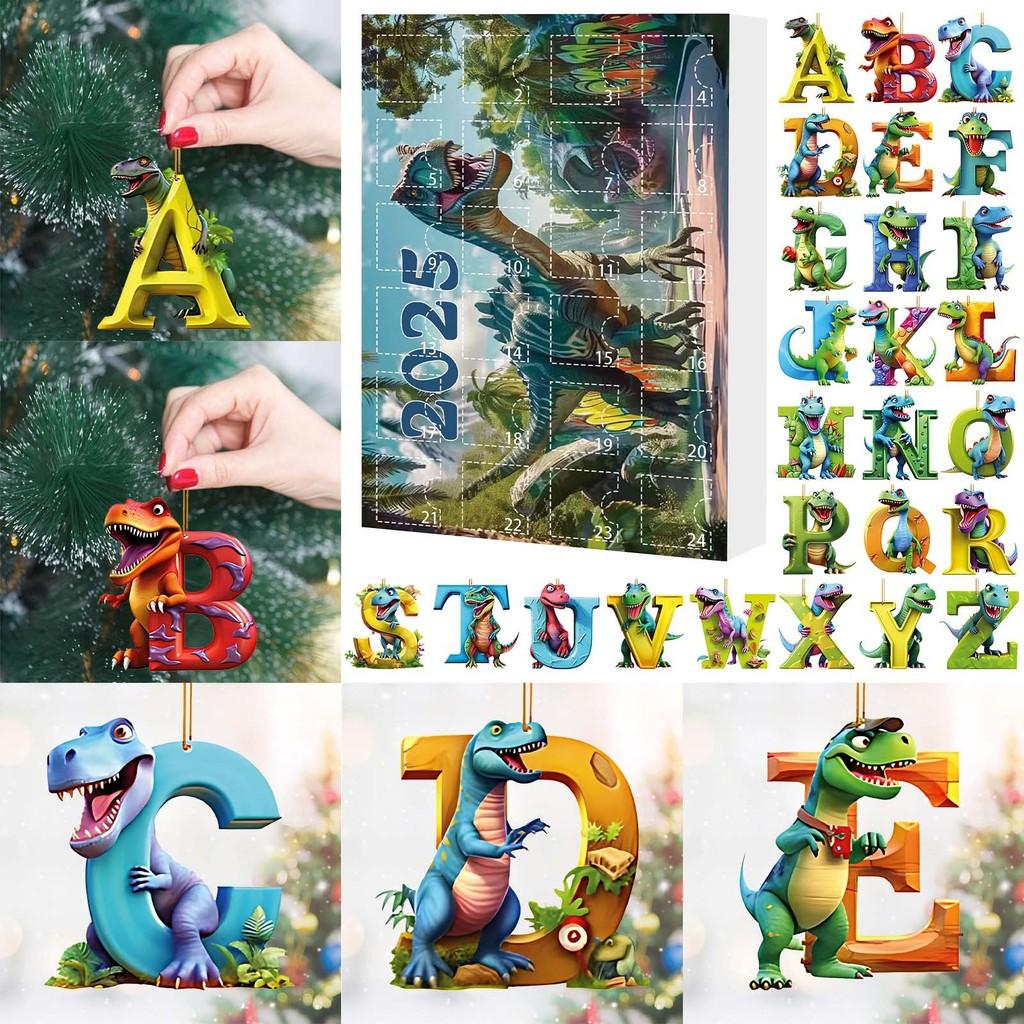 Weihnachts-Dinosaurier-Buchstaben-Anhänger Mit Adventskalender Für Feiertagsdekoration Und Geschenke