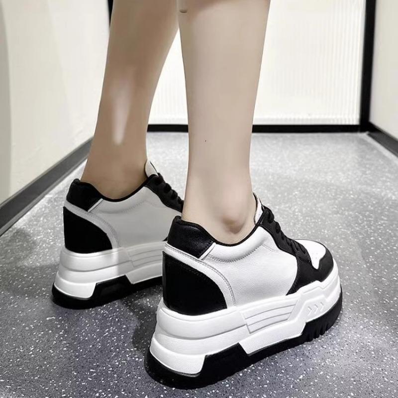Versatile muffin platform white shoes women's spring new panda shoes inner heightening board shoes