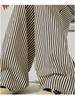 Women's High-Waisted Wide-Leg Black & White Striped Pants - Summer Petite, Slimming, Thin, and Loose Fit, 145cm