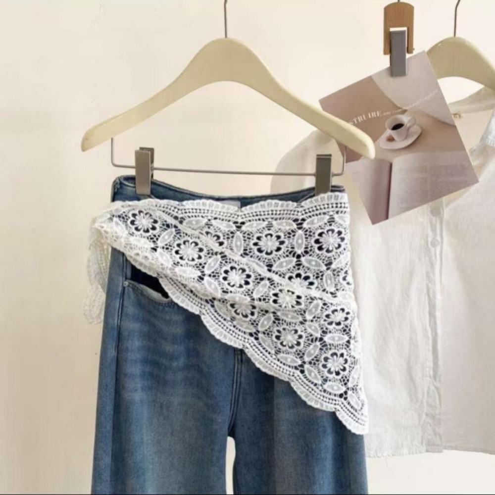 Slim Fit Hip Curtain Lace Trim Apron Wrap Skirt Trendy Fart Curtain  Women