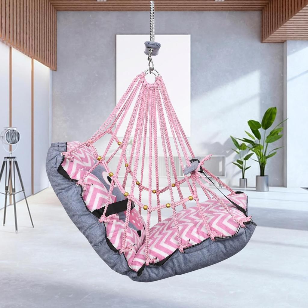 Bawełniana huśtawka dla niemowląt dla dzieci składana i zmywalna od 1 do 5 lat prezent dla noworodka miękka jhula z pasem bezpieczeństwa łatwa do przenoszenia blokada bezpieczeństwa