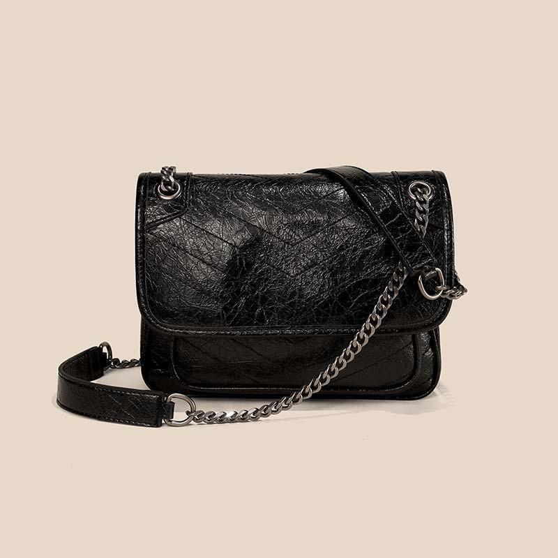 

Хит продаж Женская кожаная сумка Масляная вощеная коровья кожа Мессенджер Большая Высококачественная Для работы и повседневного ношения Большая вместимость Одно плечо Через плечо Medium: 21x7x16cm чёрный