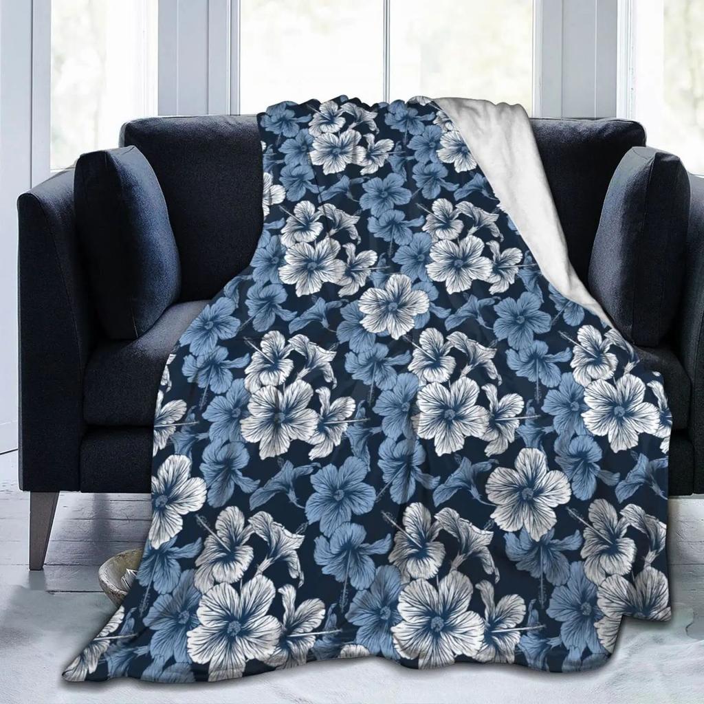 Guam Flower Hibiscus Decal Blanket Soft Warm Miniature Sherpa Flannel Blanket Blanket