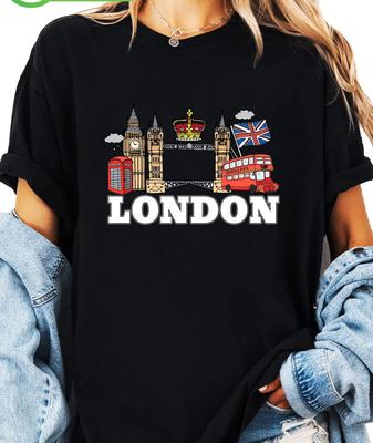 Alphabet Pattern Regular Length for Spring Summer London Fashio WomenS Graphic Casual Crew Neck Sleeve with Flag Print Tops