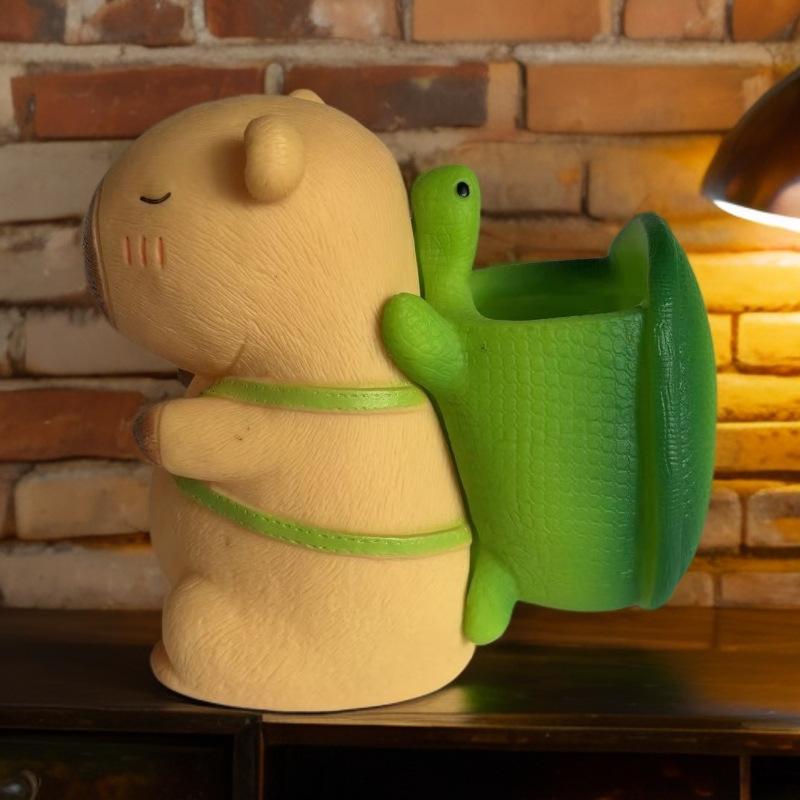 Creative Cute Capybara Pen Holder Large Capacity Portable Makeup Brush Holder Multi Functional Cartoon Stationery Storage Box