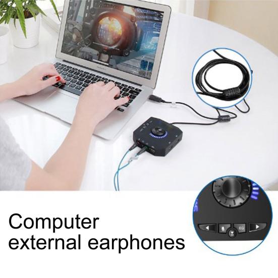 External 7.1 Channel Audio Adapter with USB2.0/3.5mm Jack Plug-Play Drive-free Professional Computer USB External Sound Card for PC Computer Laptop