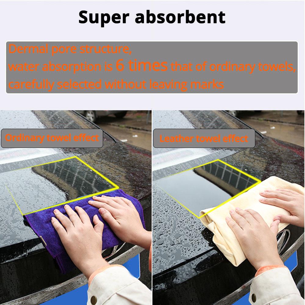 Pflege Extra großes Auto-, KFZ- und Motorrad-Fensterleder, natürlich trocknend, ca. 60 x 90 cm, formfreie Reinigung aus echtem Leder