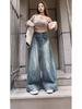 Plus Size Women's High Waist Retro Wide Leg Jeans - Slimming Loose Straight Leg for Spring/Summer