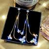 New Fashion Women Crystal Butterfly Drop Earrings Female Elegant Long Tassel Dangle Earrings 2020 Statement Party Jewelry Gift