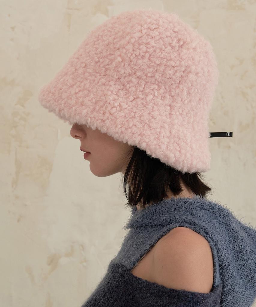 Bajal Va Square Long Label Fleece Tulip Hat Pink