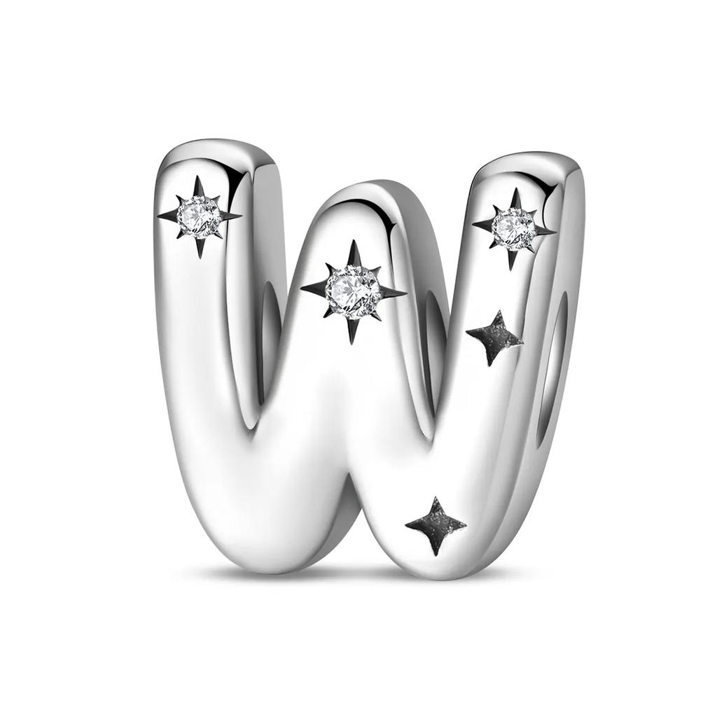 Copper Original 26 Alphabet A-Z Letters Charms Star Zircon Beads Fit Diy Bracelet Fashion Birthday Jewelry For Women Gifts