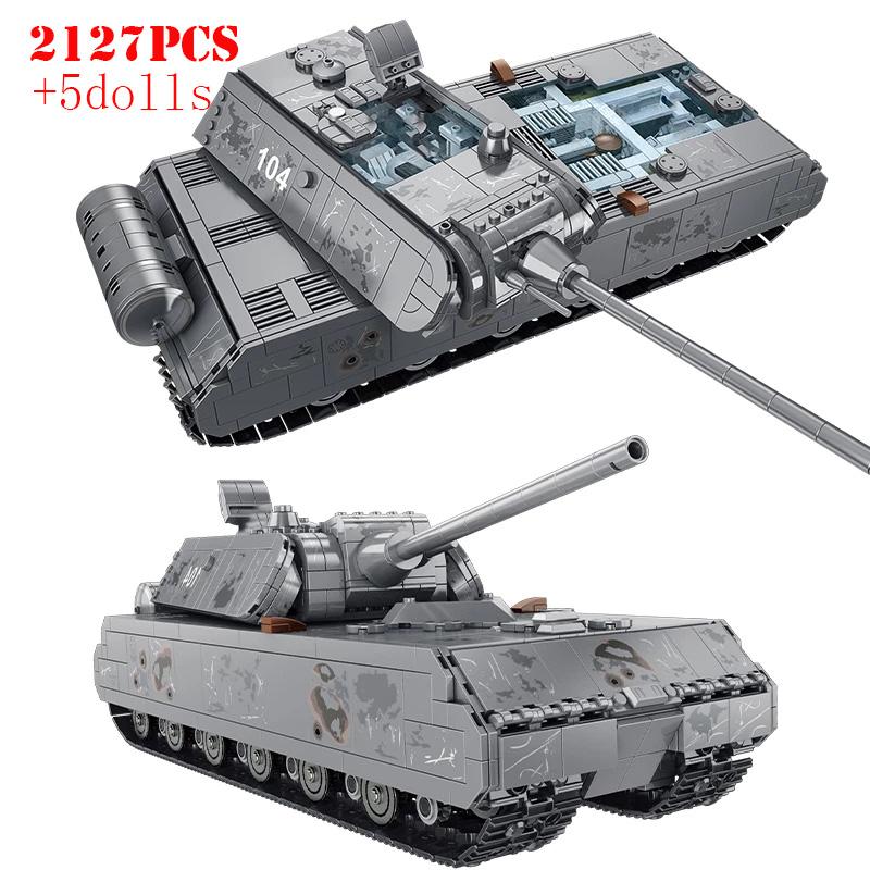 Military Heavy Tank Panzer Viii Maus Building Blocks German Ww2 Soldier Police Army Weapons Bricks Children Toy Gifts For Adults
