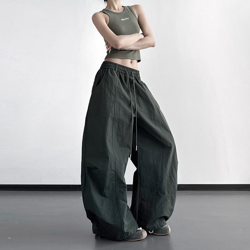 2026 Spring Black High-Waisted Wide-Leg Casual Women s Pants Extra Large