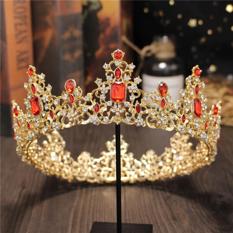 Baroque Bride wedding crown headdress Colors Metal Crystal circle Tiaras Hair Jewelry Queen King Diadem Head Ornaments