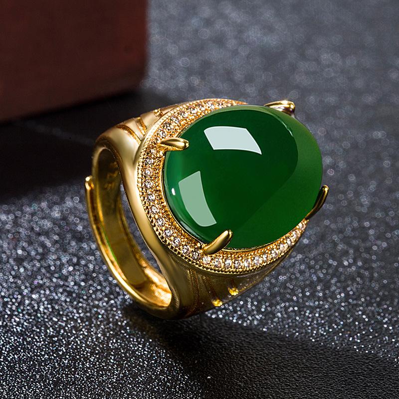 Silver Rings Green Gemstone Ring for Women Men Fine Jewelry Green Chrysoprase Female Luxury Ring