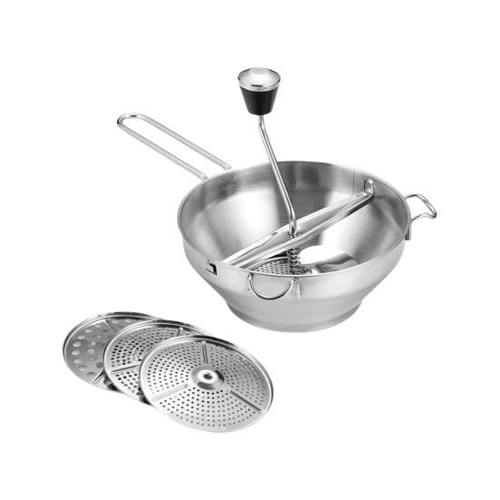 

Мельница для картофеля тертого Стабильная конструкция Вращение на 360 градусов Эргономичный дизайн Вращающийся с длинной ручкой Измельчение из нержавеющей стали Экономия труда Противорастрескивающаяся пища серебряный