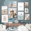 Nordic Summer Beach Sea Ocean Wall Art Poster, Bridge Leaves, Turtle Seagull Print, Canvas Painting, Vibrant Picture, Home Decor