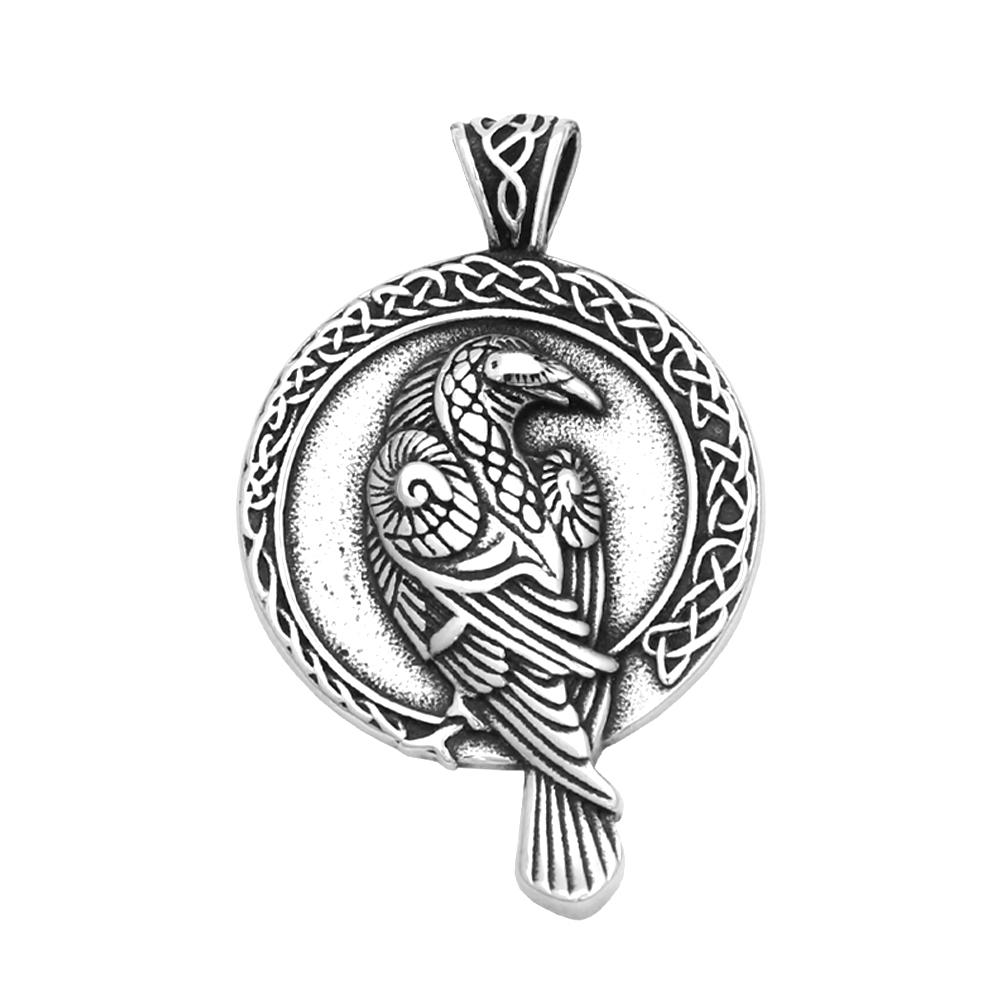 

Punk Vintage Nordic Crow Pendant Nnecklace Stainless Steel Viking Celtic Knot Necklace For Men Amulet Jewelry Gift