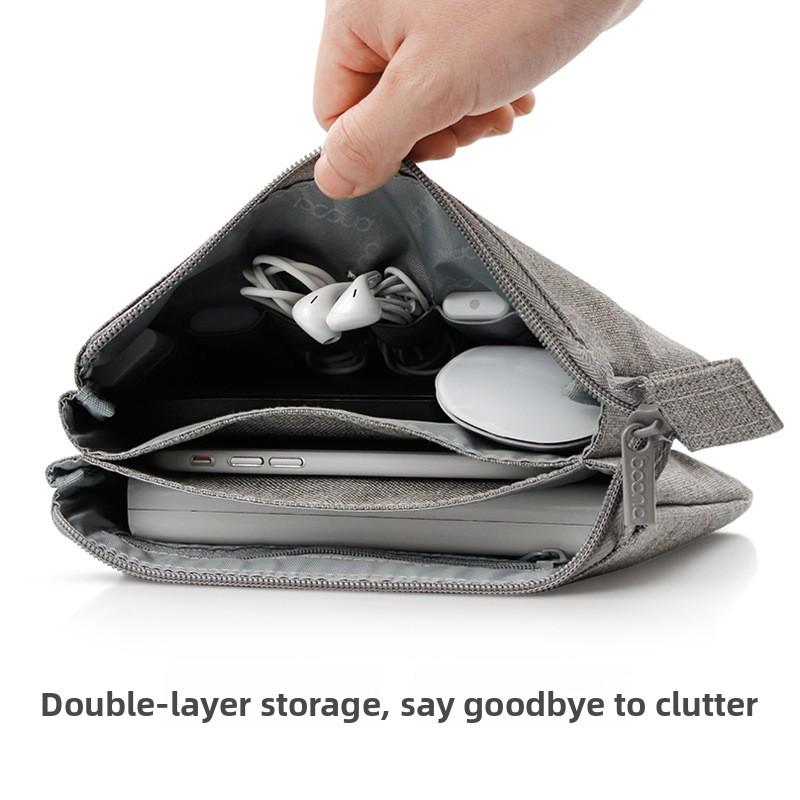 Double Layer Digital Gadget Storage Bag Portable Oxford Cloth Power Bank Pouch Travel Organizer Case for Charger Earphone USB Cable Small Electronic