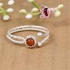 Red Gemstone Adjustable Ring In 925 Sterling Silver | Minimalist Open Ring | Handmade Stackable Jewelry Gift for Women