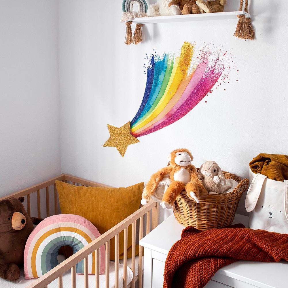 Self-adhesive Wall Stickers Star Splatter Rainbow for Kids Room Bedroom Living Room Home Decor