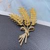 Luksus Golden Wheat Metal Brosje for Dame Dress Genser Stilig Lapel Pins Utsøkt Rhinestones Smykker Tilbehør Par Gave