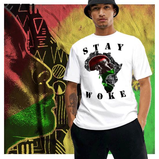 Stay Woke Kemet African Black Gods T-Shirt Malcolm X Huey P Newton Marcus Garvey M