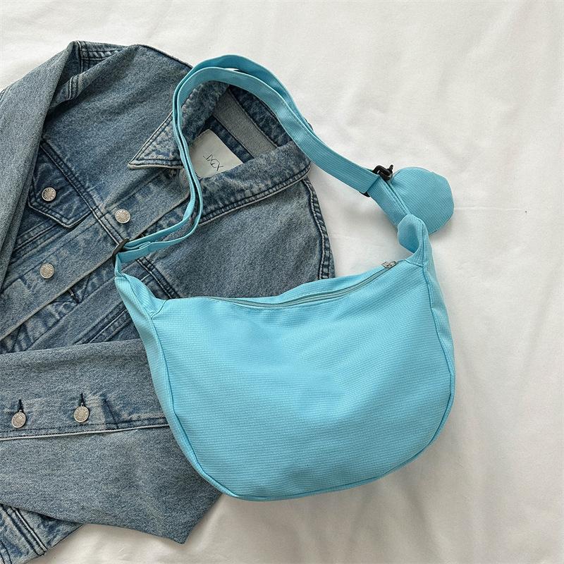 Nylon Clutch Bag for Women Fashion Solid Color Shoulder Crossbody Purse Trendy Daily Casual Handbag KTB