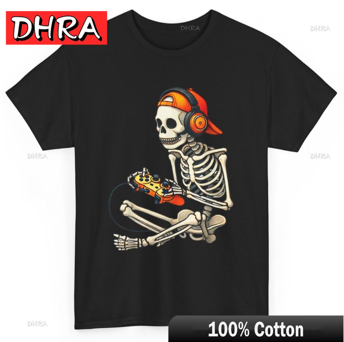 

Halloween Skeleton Gamer Video Gaming Boys Men Kids Tees T-Shirt Tshirts Classic Cool Urban Tops Rap Vintage Back To School 4XL