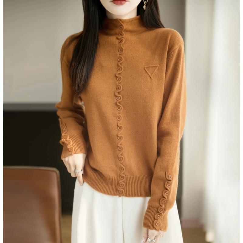 Knitted Sweater for Women Half High Neck Autumn and Winter New Thick Warm Base Sweater