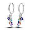 Silver Plated Hoop Earrings Moon Star Dreamcatcher Colored Zircon Fine Earring Jewelry Gift for Women