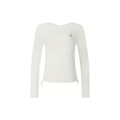 Solid Color Knitted Long Sleeve Fitness Top Women Tops Vanilla-White A11W341204FIV