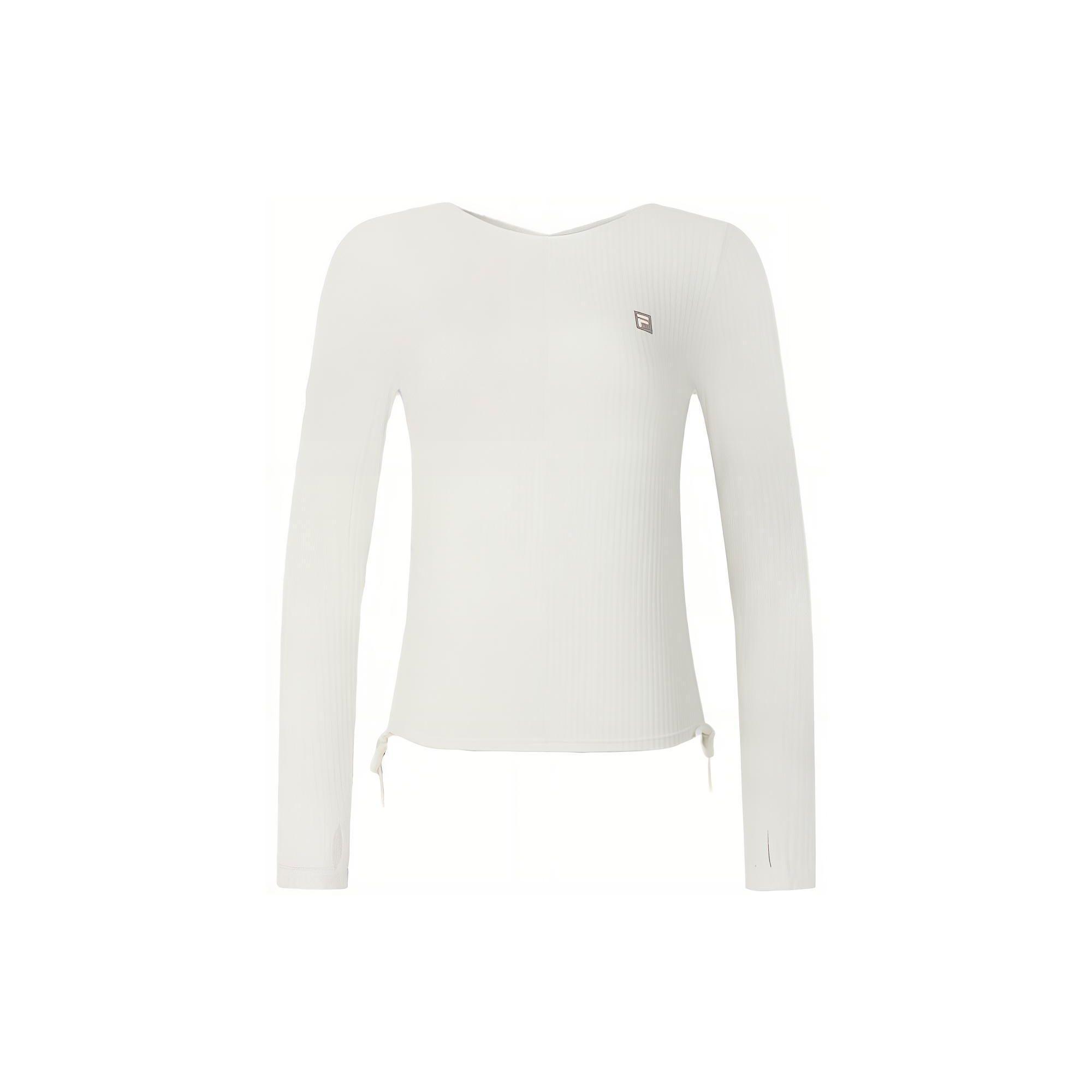 

FILA Solid Color Knitted Long Sleeve Fitness Top Women tops Vanilla-White A11W341204FIV S