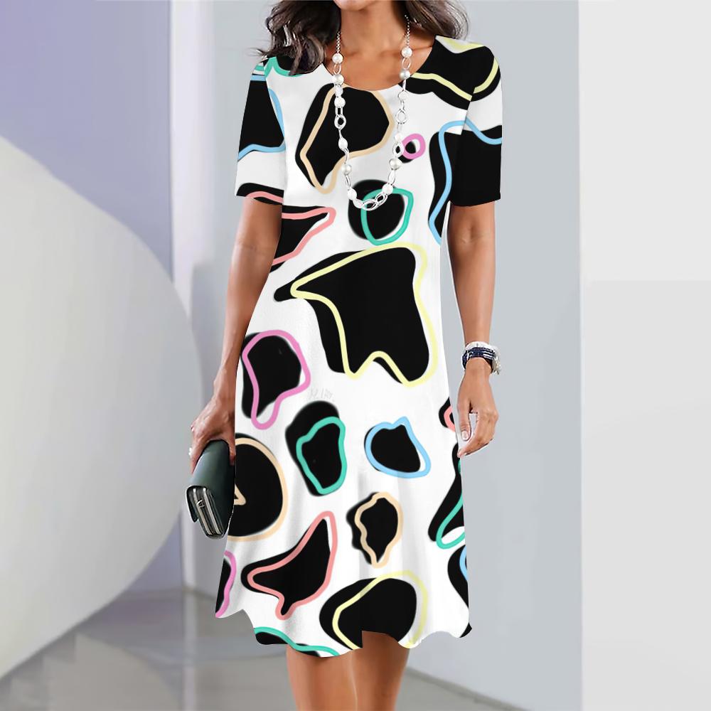 Women Dresses Leopard Animal Print Elegant Dresses Summer Medium Length Dress Large Size Female Fashion Trend