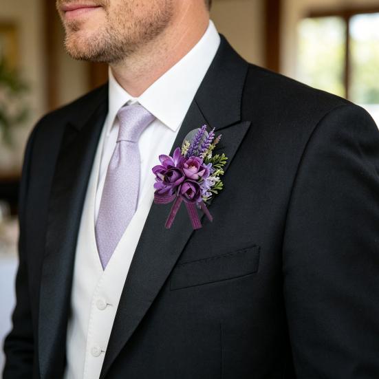 Yousheng Wedding Flower Boutonniere for Groom Groomsman Wrist Corsage for Bride Bridesmaid Lapel Floral Party Decoration