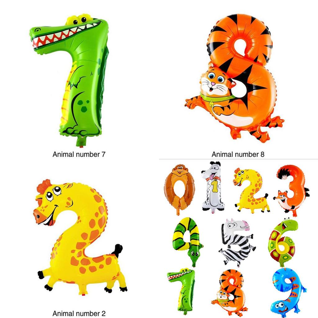 Premium Self Inflating 16 Inch Foil Number Balloon Happy Birthday Large Animal Design