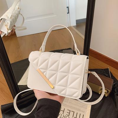 Rhombus Texture Bag Women's 2025 New Trendy Foreign Style Portable Small Square Bag Fashion Chain Solid Color Shoulder Messenger Bag