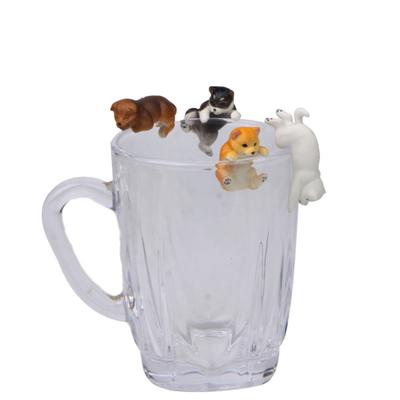 Lifelike Mini Shiba Dog Animal Figurine Hanging Cup Rim DIY Landscape Ornament